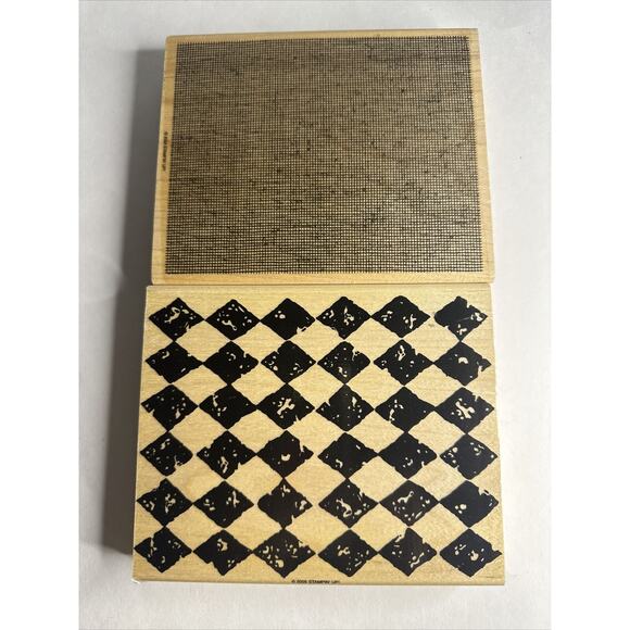 Stampin' Up! Print Pattern and Canvas Wood Stamp Set of 2 Background 6x5 - Picture 1 of 4